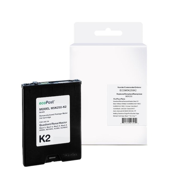 Ecopost Remanufactured Postage Meter Memjet Black K2 Cartridge for Quadient/Rena M5K250 ECOM5K250K2 - main